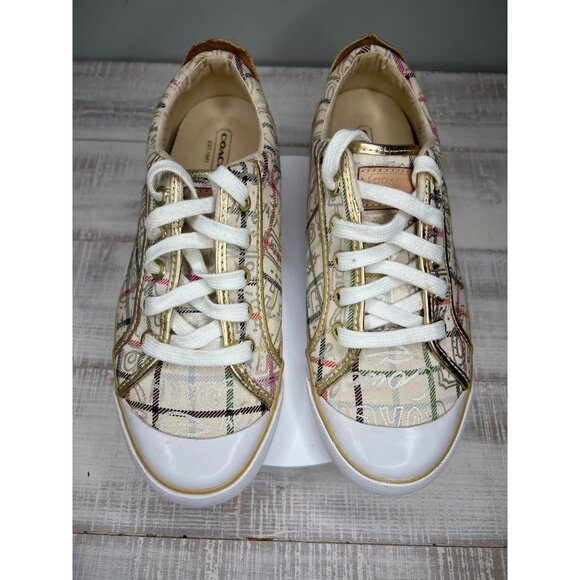 Coach Womens Barrett Tattersall Sneakers Plaid Canvas Size 8B - Picture 7 of 14